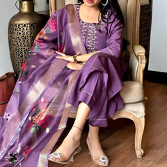 Deep Purple rayon slub 3-piece suit set image 2