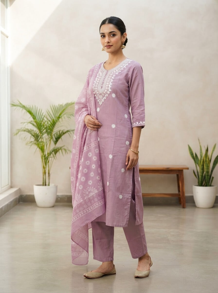 Muted Purple rayon slub 3-piece suit set image 2
