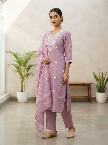 Muted Purple rayon slub 3-piece suit set image 2