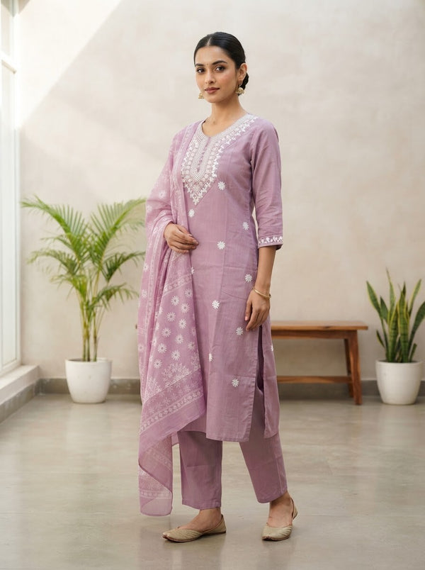 Muted Purple rayon slub 3-piece suit set image 2