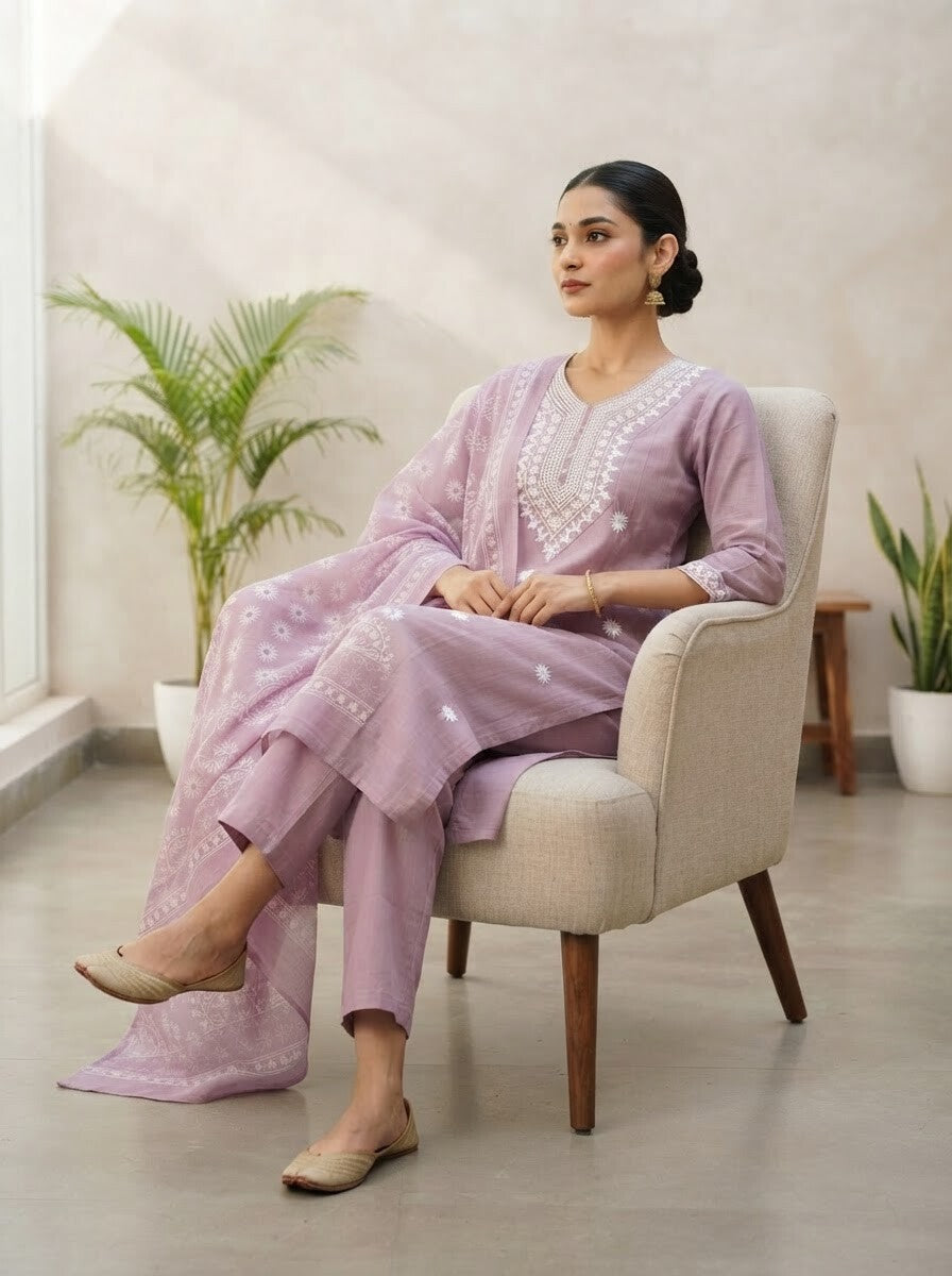 Muted Purple rayon slub 3-piece suit set image 5