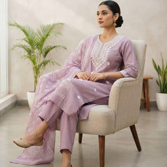 Muted Purple rayon slub 3-piece suit set image 5