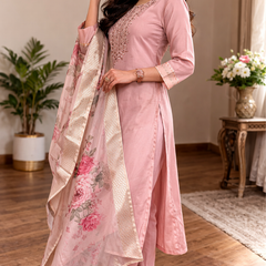 Dusty Pink rayon slub 3-piece suit set image 3