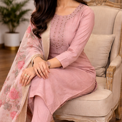 Dusty Pink rayon slub 3-piece suit set image 5
