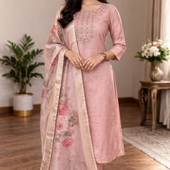 Dusty Pink rayon slub 3-piece suit set image 4