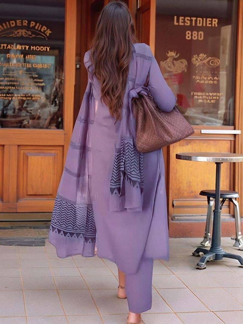 Light Purple rayon slub 3-piece suit set image 6