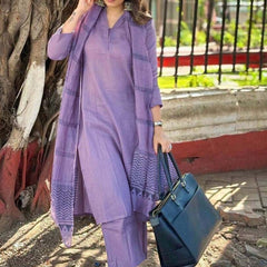 Light Purple rayon slub 3-piece suit set image 7