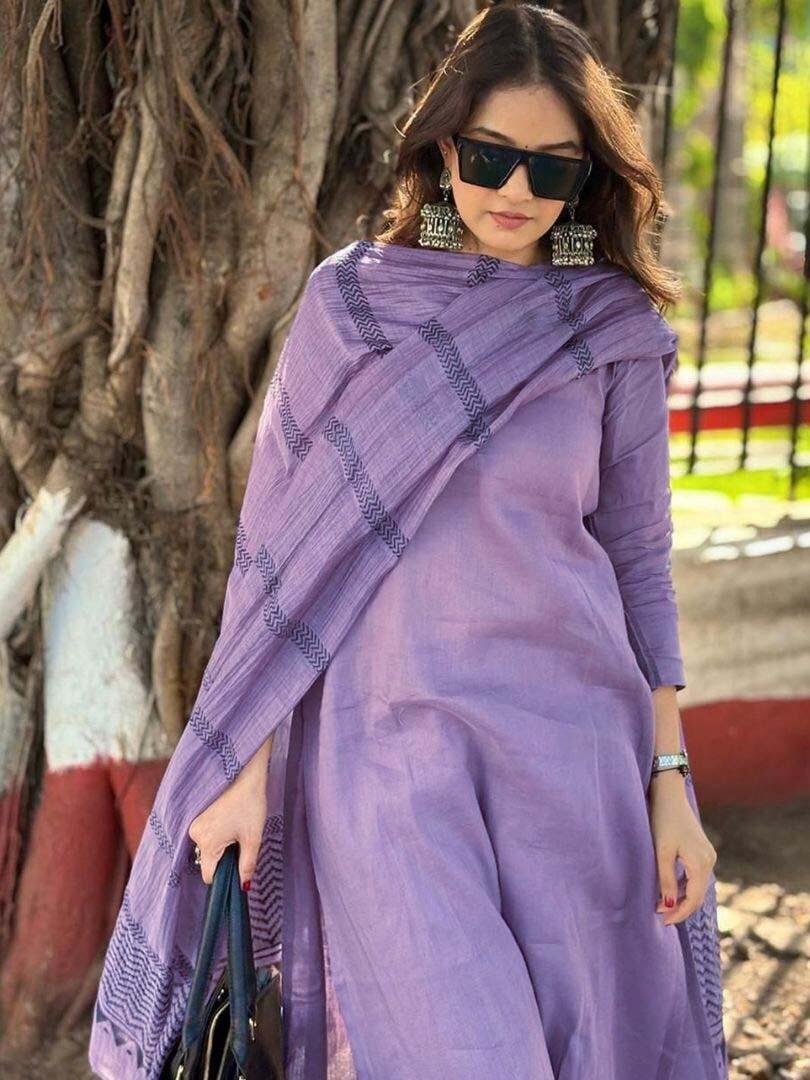 Light Purple rayon slub 3-piece suit set image 5