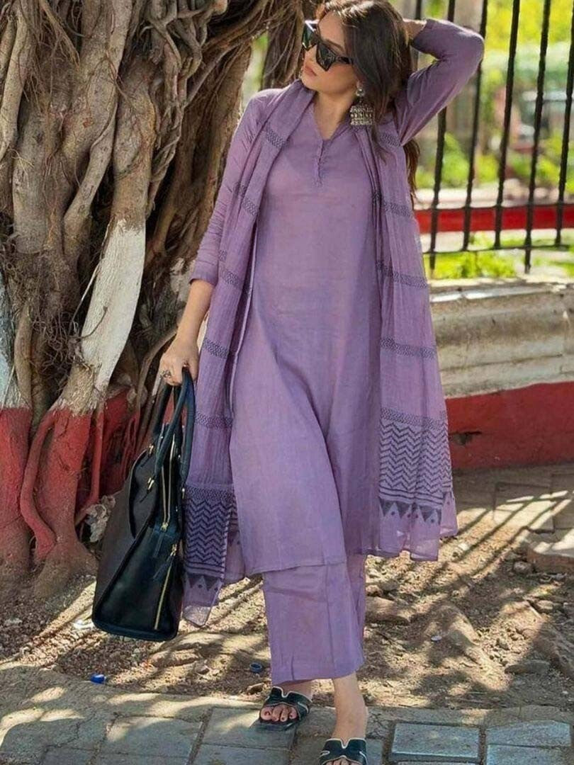Light Purple rayon slub 3-piece suit set image 3
