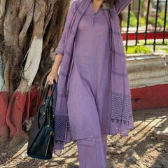 Light Purple rayon slub 3-piece suit set image 3