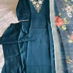 Deep Sea Blue rayon slub 3-piece suit set image 2