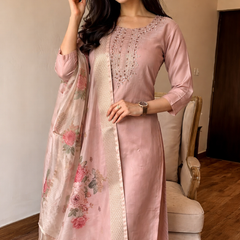 Dusty Pink rayon slub 3-piece suit set image 2