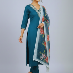 Deep Sea Blue rayon slub 3-piece suit set image 6