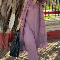 Mauve rayon slub 3-piece suit set image 6