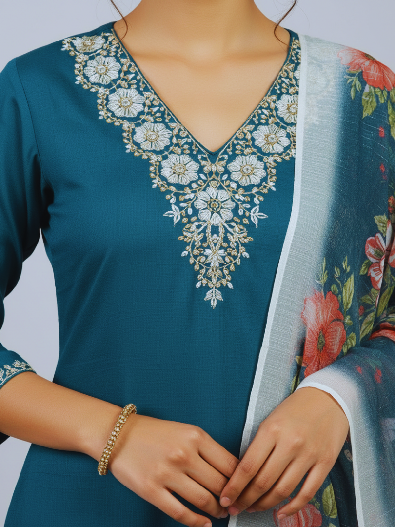 Deep Sea Blue rayon slub 3-piece suit set image 5