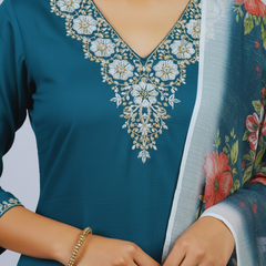 Deep Sea Blue rayon slub 3-piece suit set image 5