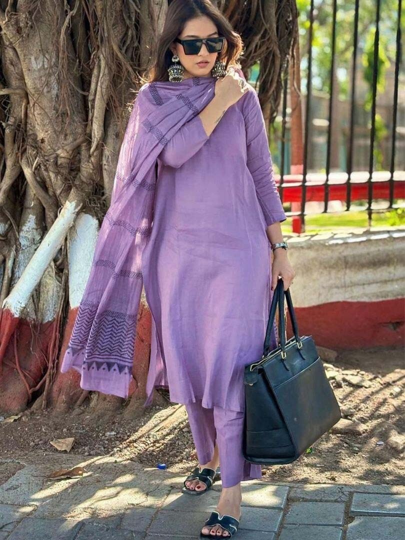 Light Purple rayon slub 3-piece suit set image 4