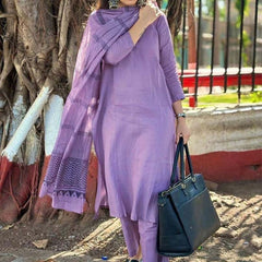 Light Purple rayon slub 3-piece suit set image 4