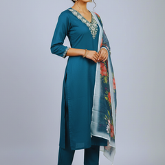 Deep Sea Blue rayon slub 3-piece suit set image 3