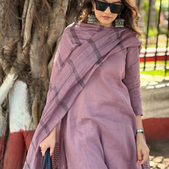 Mauve rayon slub 3-piece suit set image 3