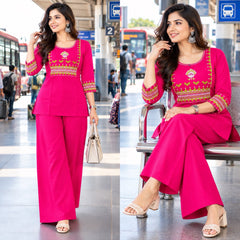 Premium Cotton Mirror Embroidered Co-Ord Set for Women
