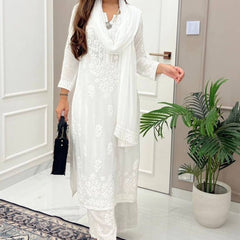White Sequin Embroidered Kurta Set