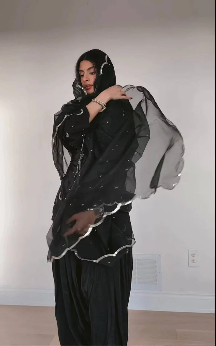 Black Embroidered Farshi Salwar Set