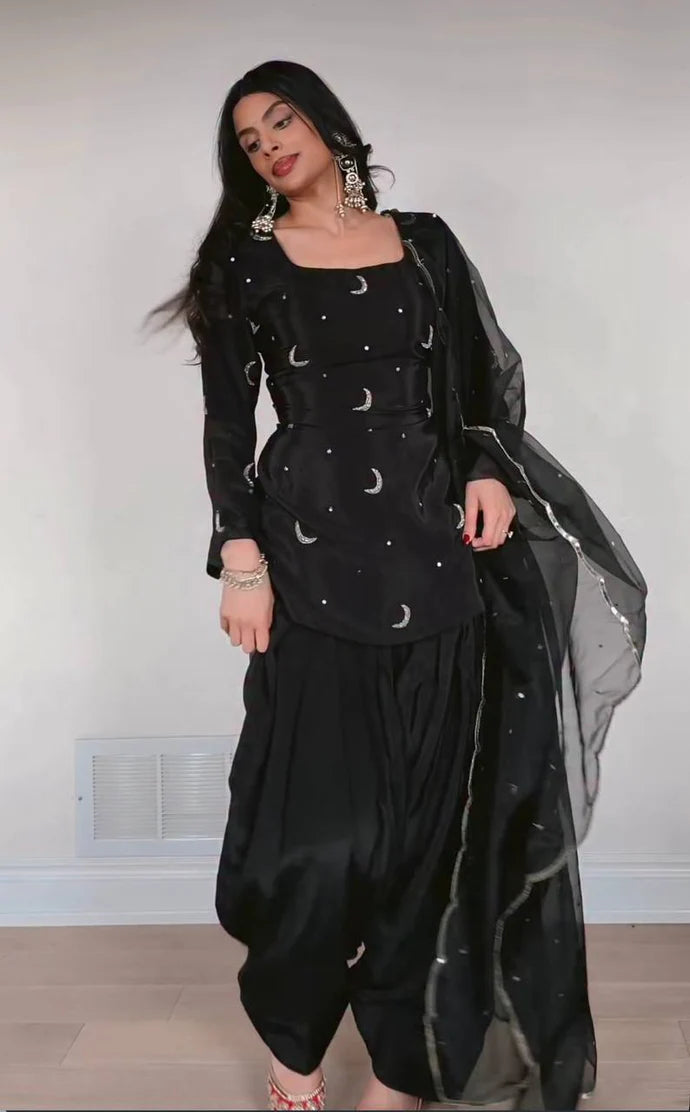 Black Embroidered Farshi Salwar Set